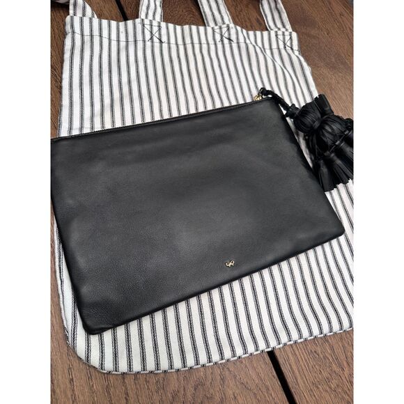 Anya Hindmarch Georgiana All Over Wink Sticker Clutch Bag Black Leather - Picture 5 of 9